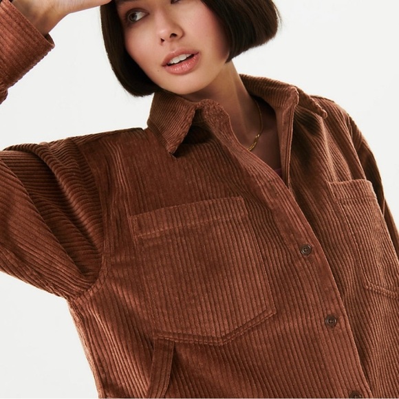 Aritzia Sunday Best Tilly Shirt Jacket Corduroy Oversized Brown Size 2 Boho Chic - Picture 3 of 13